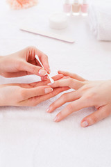 Obraz na płótnie Canvas Preparing nails for manicure.