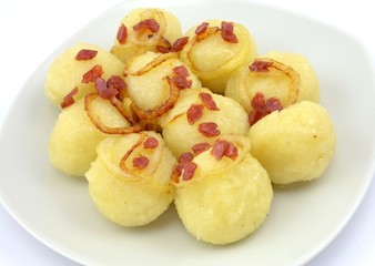 potato dumplings with onion and sausage