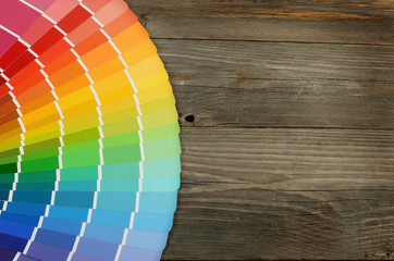 Color palette on the wooden background