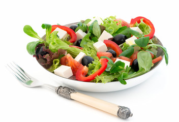 Mediterranean-Style Salad with feta cheese and olives