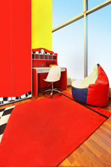 Child room interior red