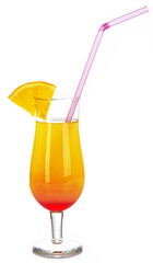 Glass of tasty cocktail isolated on white