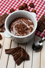 Sweet chocolate hazelnut spread with whole nuts and mint