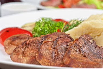 tongue with grilled vegetable