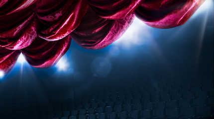 Theater curtain with dramatic lighting