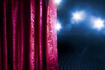 Theater curtain with dramatic lighting