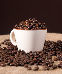 Cup of coffee  beans