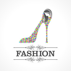 Beauty and fashion icon with shoe and face stock vector