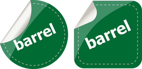 barrel word on stickers button set, business label