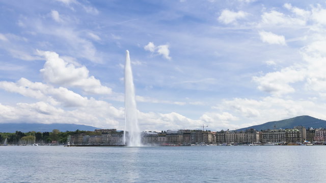 4k Timelapse of Geneva water fountain in Geneva, Switzerland