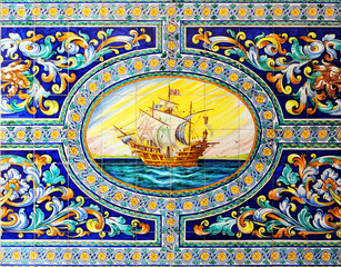 Galeón español, mosaico de azulejos