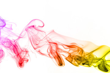 Colored smoke isolated on white background