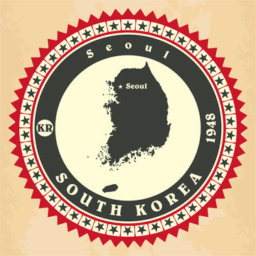 Vintage label-sticker cards of South Korea.