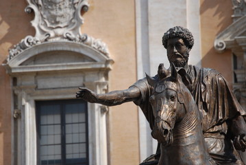 Fototapeta premium Statue of the Emperor Marcus Aurelius on the Capitol Hill