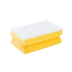 Kitchen cleaning sponge on white background