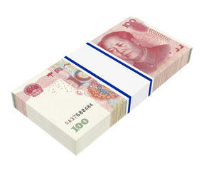 Yuan money isolated on white background