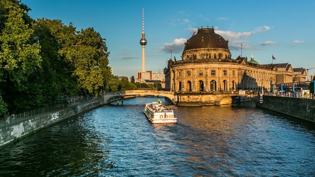 Museum Island on Spree River, Timelapse Video, Berlin, Germany