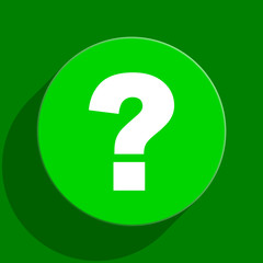 question mark green flat icon