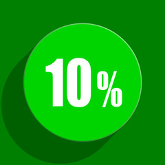 10 percent green flat icon