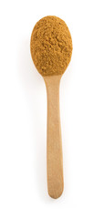 cinnamon in spoon  on white