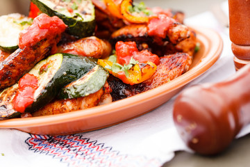grilled vegetables and chicken
