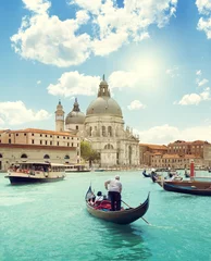 Deurstickers Gondels Grand Canal and Basilica Santa Maria della Salute, Venice, Italy