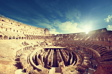 Fototapeta na wymiar inside of Colosseum in Rome, Italy