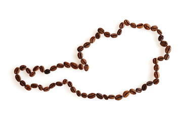 kaffeeland österreich, umrisskarte mit kaffeebohnen