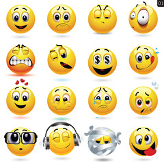 Obraz premium Vector set of smiley icons