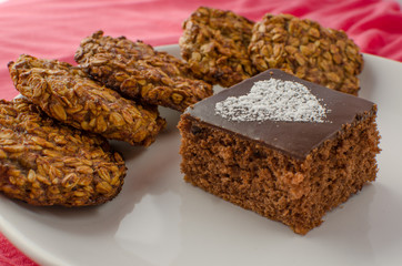 Chocolate cake and home made cookies