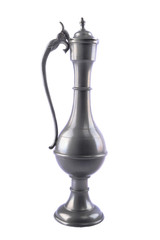 Tin flagon with lid and handle