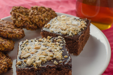 Chocolate cake and home made cookies
