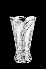 Crystal vase on black background.