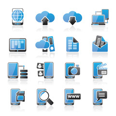 Connection, communication and mobile phone icons