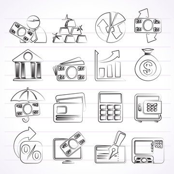 Bank, Business And Finance Icons - Vector Icon Set