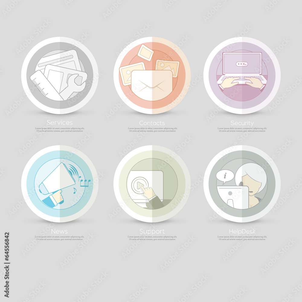 Poster flat concept mockup elements with icons for templates
