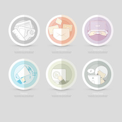 Flat concept mockup elements with icons for templates