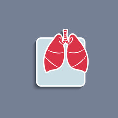 Vector paper-cut  icon with human organ lungs - 64557208