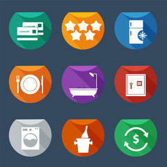 Hotel services icons Flat UI  set 2