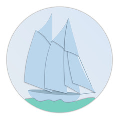 Sailboat paper flat design
