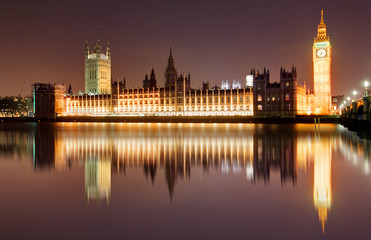 Obraz na płótnie Canvas London at night - Houses of parliament, Big Ben