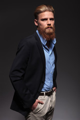 portrait of a serious bearded business man