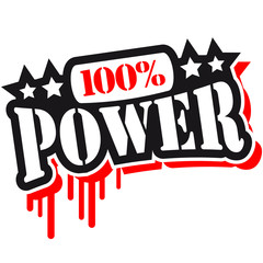 Stempel Graffiti 100 % Power - obrazy, fototapety, plakaty