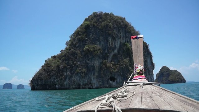 Boating on the Andaman Sea to the islands in Thailand