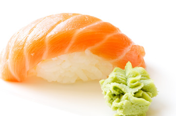 sushi isolated close up with wasabi