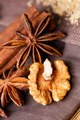 Star anise walnut brown sugar with cinnamonclose up