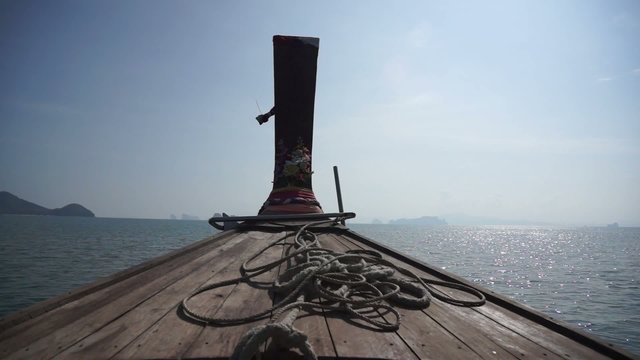 Boating on the Andaman Sea to the islands in Thailand