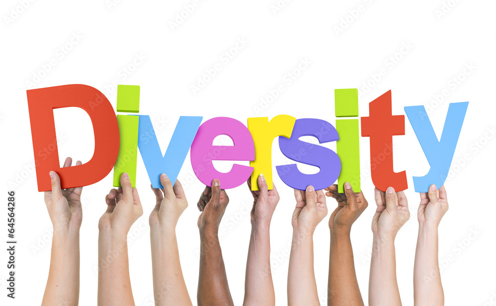 Wall mural Diverse Hands Holding The Word Diversity