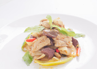 Fried holy basil leave with chicken