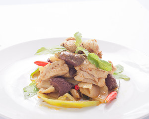 Fried holy basil leave with chicken